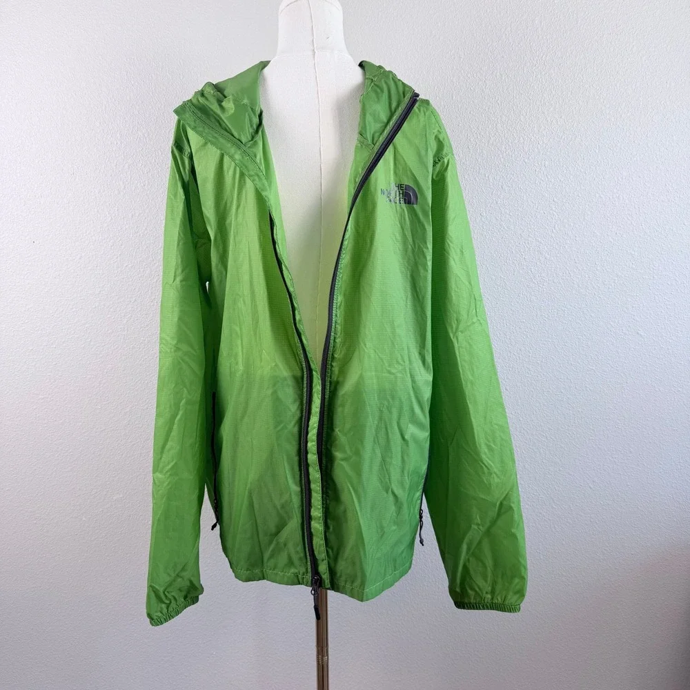 The North Face Mens Green Lightweight Hooded Windbreaker Hiking Jacket Large